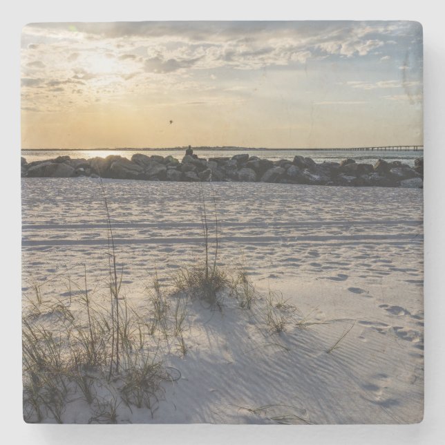 Destin Beach Florida Jetty Sunset Stone Underlägg (Framsidan)