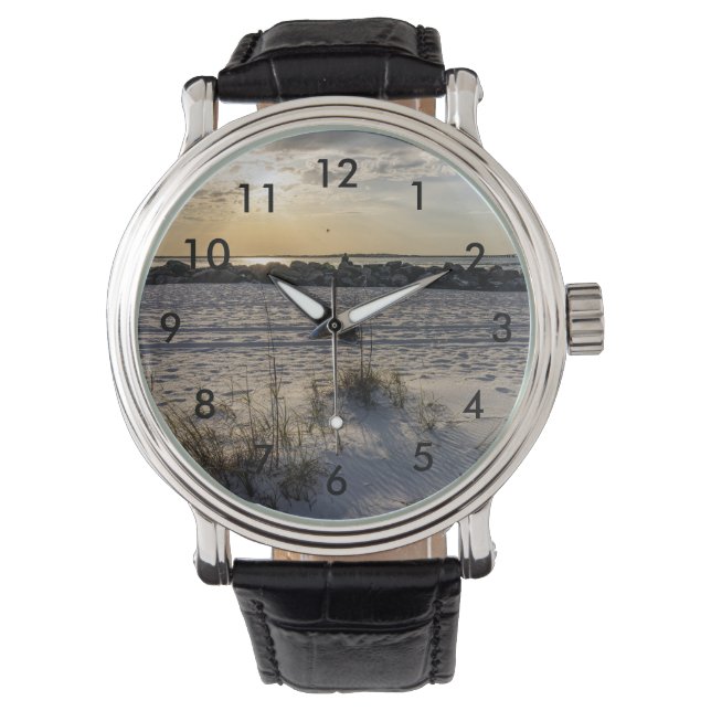 Destin Beach Florida Jetty Sunset Wrist Watch Armbandsur (Framsida)