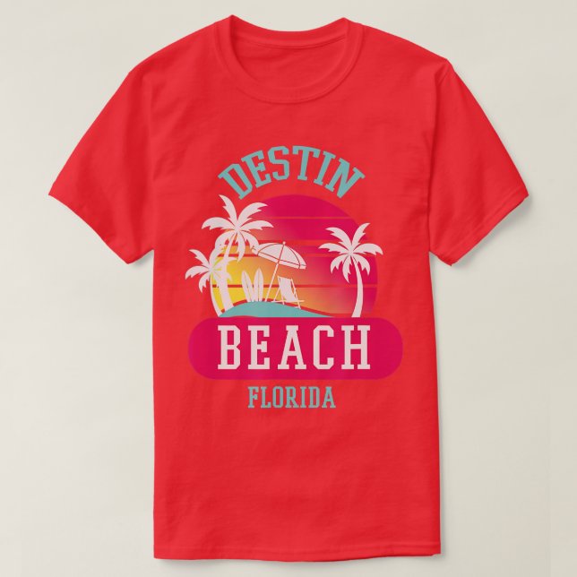 Destin Beach Florida Retro Sunset Manar Women Kid  T Shirt (Design framsida)