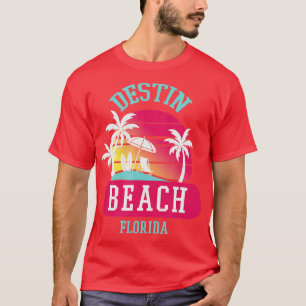 Destin Beach Florida Retro Sunset Manar Women Kid  T Shirt
