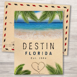 Destin Beach Florida Sand Tropical Handflatan Lövs Vykort