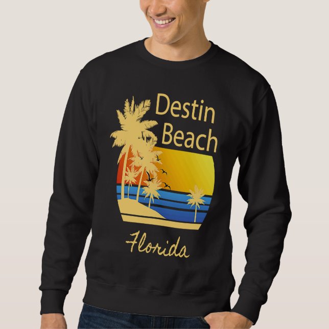 Destin Beach Florida Souvenir  Grafik Lång Ärmad Tröja (Framsida)