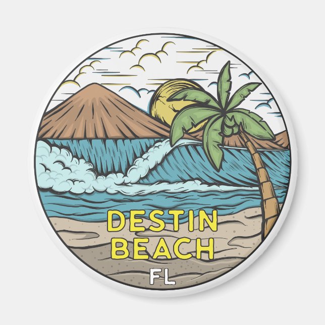 Destin Beach Florida Vintage Magnet (Framsidan)