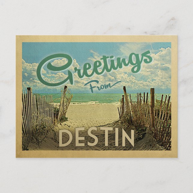 Destin Beach Vintage Resa Vykort (Framsida)
