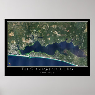 Destin - Choctawhchee Bay Florida Satellite Karta Poster