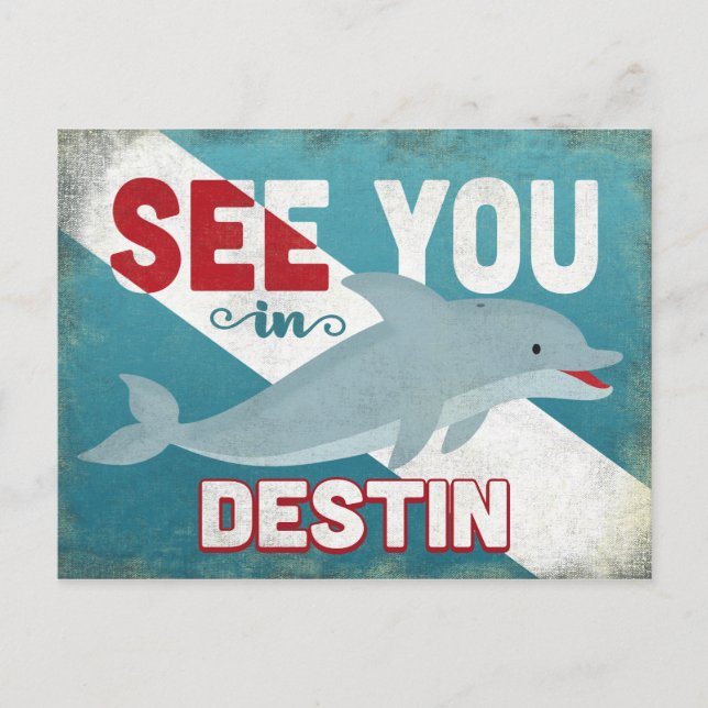 Destin Dolphin - Retro Vintage resor Vykort (Framsida)