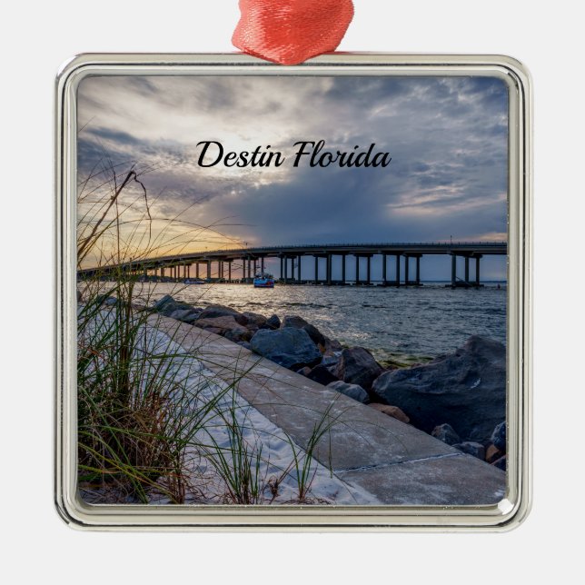 Destin East Pass Solnedgång Premium Ornament (Framsidan)