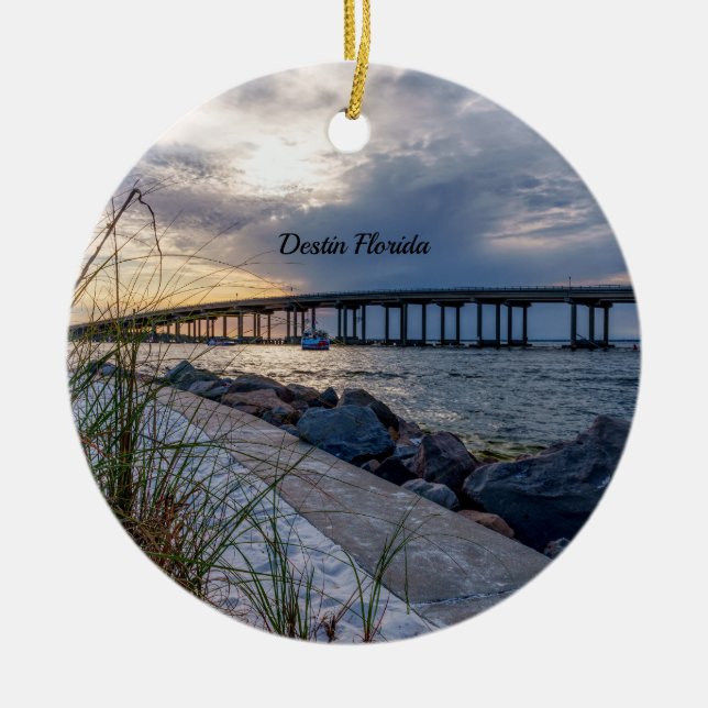 Destin East Pass Solnedgångscirkel Ornament (Framsidan)