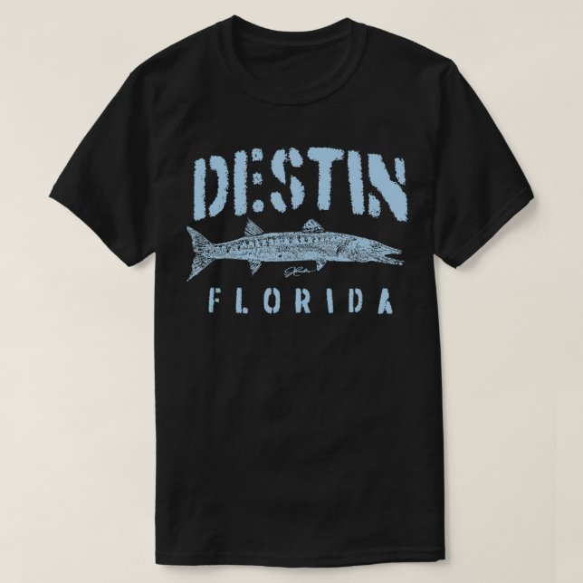 Destin FL Underbar Barracuda Distress T Shirt (Design framsida)