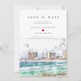 Destin Florida Akvarell Save the Date Bröllop Inbjudningar