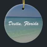 Destin Florida Beach Julgransprydnad Keramik<br><div class="desc">Ett vackert foto av den vita sandstranden i Destin,  Florida. I kärlek deras mjuka vita sandstränder och kristallklar blå och turkosa vatten av havet.</div>