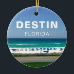 Destin Florida Beach Photography Seaside Julgransprydnad Keramik<br><div class="desc">Ett fantastiskt strandfotografi taget på ett favoritsemestermål för Floridians: Destin, Florida. Det vackra tealblåa havet vatten i Sandestin möter sandstranden för det perfekt ölandskapsbilden. Sälj dessa söta prydnadsföremål med fet vit typografi på din turiststrandbutik vid Destin eller köp dem för att skicka dem till dina vänner från din kustflykting. Bild...</div>