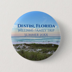 Destin Florida Beach Sunset Anpassningsbar Family  Knapp