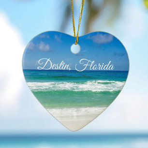 Destin Florida Benice Beach Photogratography Heart Julgransprydnad Keramik