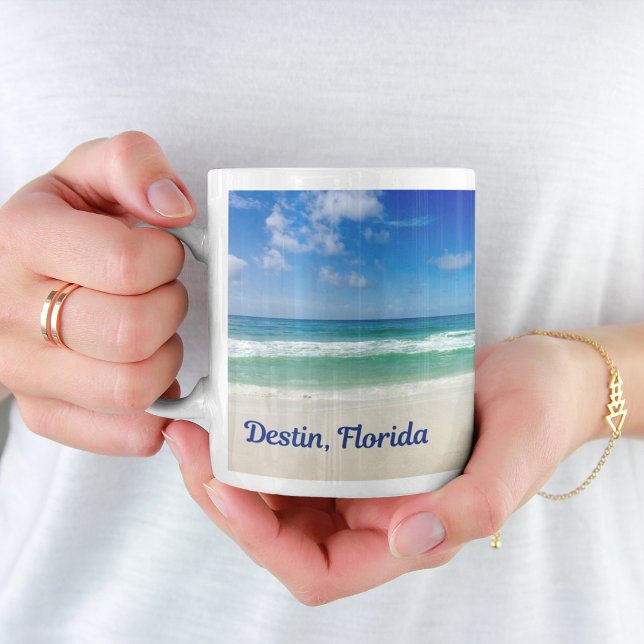 Destin Florida Bevackra Beach Monogram Ocean Kaffemugg (Skapare uppladdad)