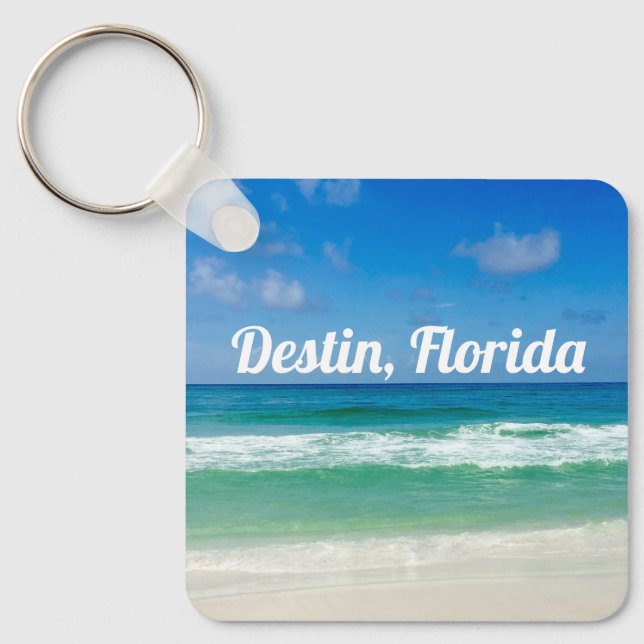 Destin Florida Bevalt Anpassade Beach Photo Nyckelring (Framsida)