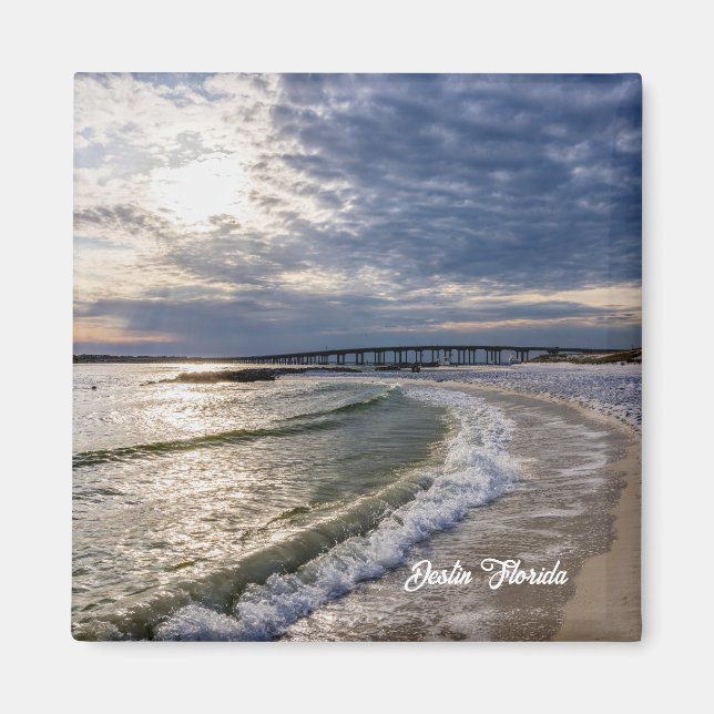 Destin Florida Evening Vågar Square Magnet (Framsidan)