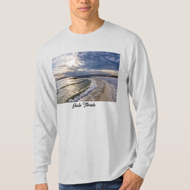 Destin Florida Evening Vinkarare Långärmad Shirt T (Framsida)