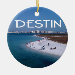 Destin Florida foto med stranden och horisont Julgransprydnad Keramik