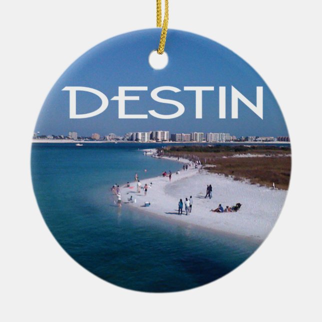Destin Florida foto med stranden och horisont Julgransprydnad Keramik (Framsidan)