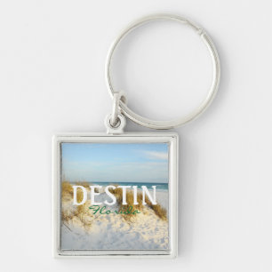 Destin Florida Fyrkantig Silverfärgad Nyckelring