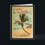 Destin Florida Handflatan Träd Beach Vintage resor Kort<br><div class="desc">Destin Florida-konstruktionen i Vintage resor stil,  med handflatan träd på stranden med hav och himlar.</div>