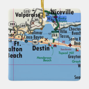 Destin Florida Karta Julgransprydnad Keramik