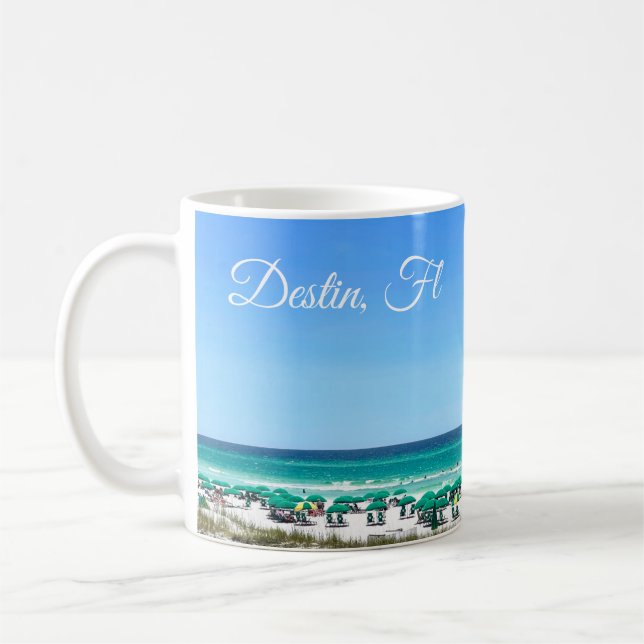 Destin Florida Kusten Beach Umbrellas Söt Anpassni Kaffemugg (Vänster)