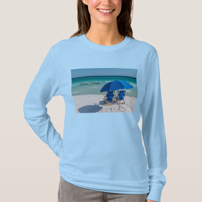 Destin Florida-ordförande och Parbrella-Långärmad T Shirt (Framsida)