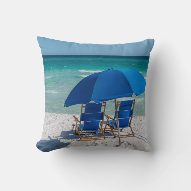 Destin Florida-ordförande och Parbrella Pillow Kudde (Framsida)