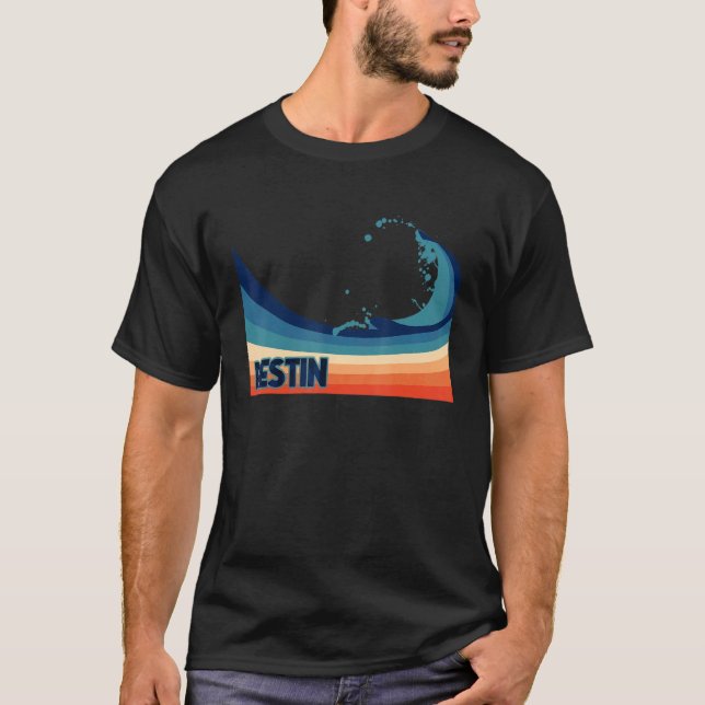 Destin Florida Retro Surfa Sailing & Fishing Vacat T Shirt (Framsida)