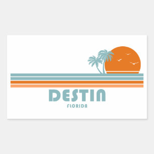 Destin Florida Sol Handflatan Träd Rektangulärt Klistermärke