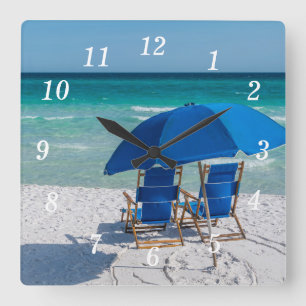 Destin Florida-stolar och Parbrella Wall Clock Fyrkantig Klocka