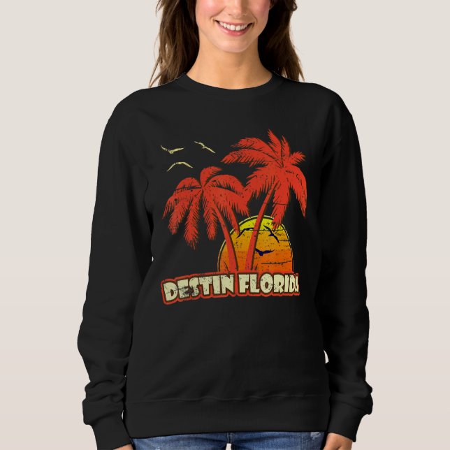 Destin Florida Summer Handflatan Träd 80 s Beach S T Shirt (Framsida)