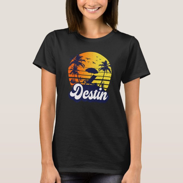 Destin Florida Sunset Beach Retro Premium T Shirt (Framsida)