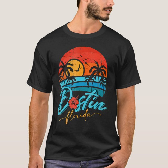 Destin Florida Sunset Retro Summer Vacation Beach T Shirt (Framsida)