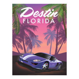 Destin Florida USA: s sportbil poster. Fototryck