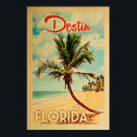 Destin Florida Vintage Handflatan Träd Beach Poste Poster<br><div class="desc">Destin,  Florida-vintagens strandreseaffisch.</div>