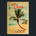 Destin Florida Vintage Handflatan Träd Beach Poste Poster<br><div class="desc">Destin,  Florida-vintagens strandreseaffisch.</div>