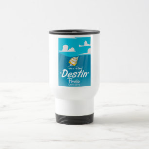 Destin Florida vintage resemålningaffisch. Resemugg