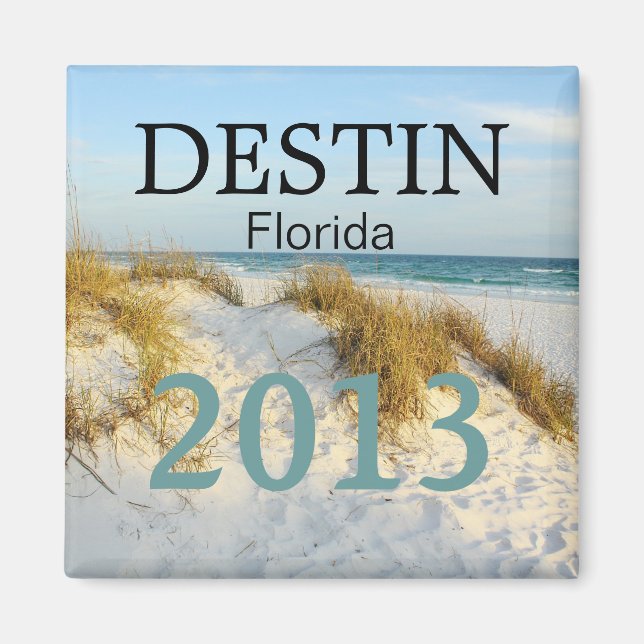 Destin Florida vit sandstrand - CUSTOMIZE YEAR! Magnet (Framsidan)