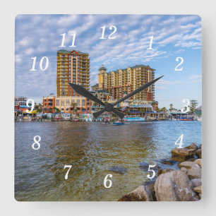Destin Harbor Boardpromenägvägg Clock Fyrkantig Klocka