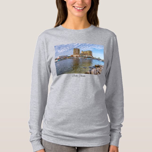 Destin Harbor BoardpromenLångärmad Tshirt T Shirt (Framsida)