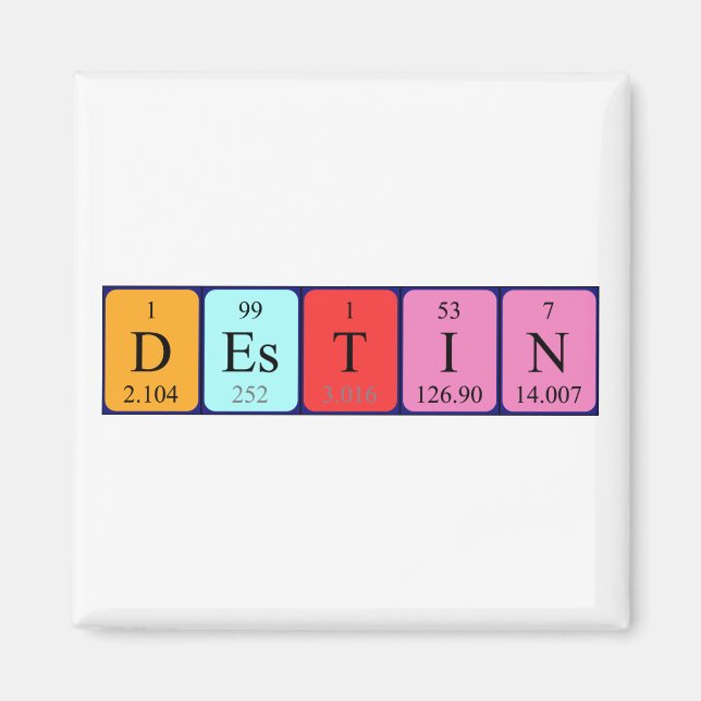 Destin periodisk magnet bord namn (Framsidan)