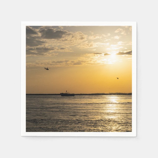 Destin Sunset And Helicopters Paper Napkins Pappersservett (Framsidan)