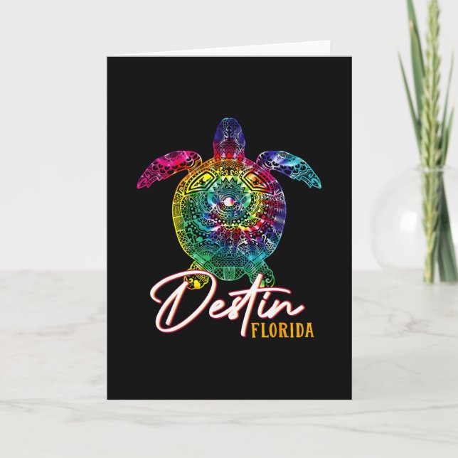 Destin Tie Dye Havssköldpadda Florida Matchande Fa Kort (Framsida)