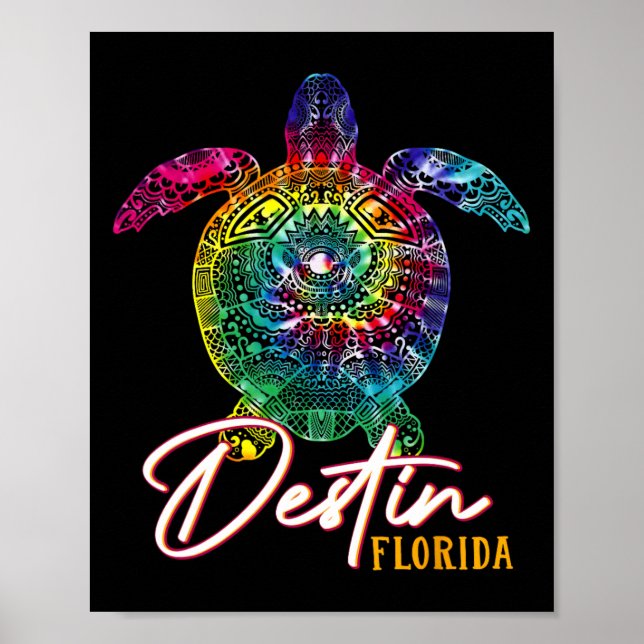 Destin Tie Dye Sea Turtle Florida Matching Family Poster (Framsidan)
