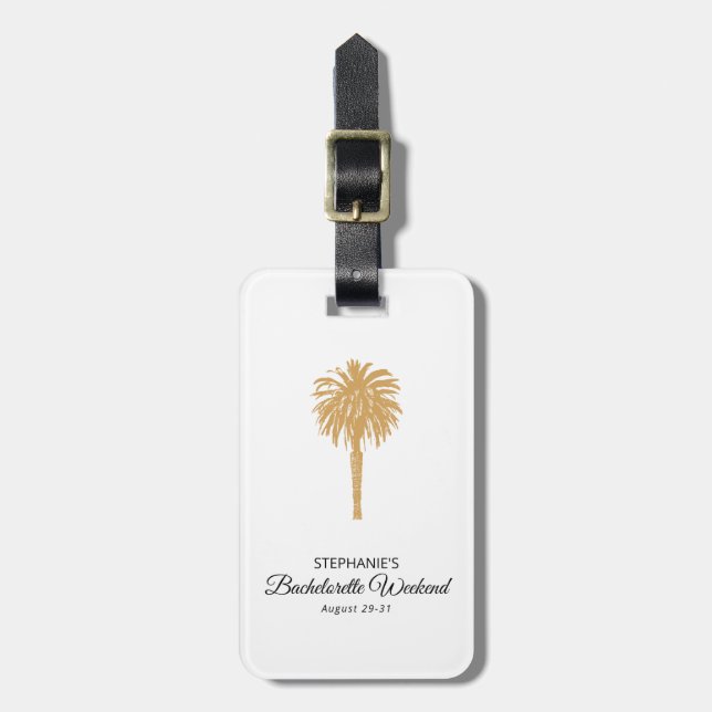 Destination Bachelorette för Tropical Beach Guld H Bagagebricka (Vertikal Framsida)