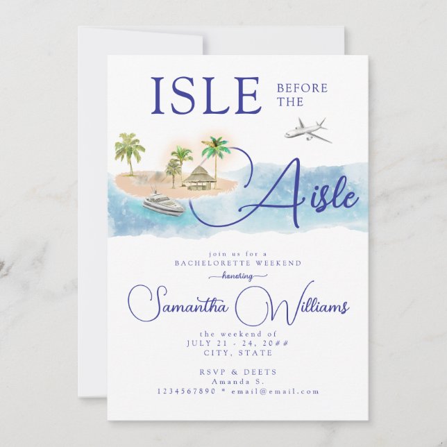 Destination Bachelorette Träd på Tropical Island H Inbjudningar (Framsida)