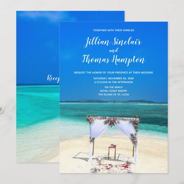 Destination Beach Wedding - Inbjudningar (Fram/baksida)